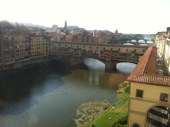 From the Uffizi Gallery you can see the Vasari Corridor as it snakes its way toward the Ponte Vecchio.