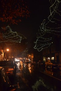 The trees along Market Street are decorated with white lights, a sure sign the holiday season is underway.