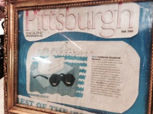 This Pittsburgh Magazine clipping proclaims the Jackie O the best celebrity-inspired dessert.