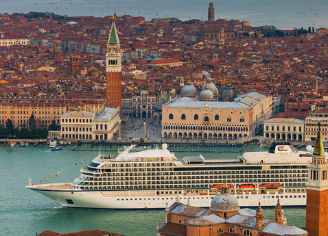 The Viking Sea Sailing Past the Piazza San Marco in Venice.