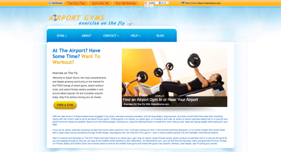 Airport Gyms Website